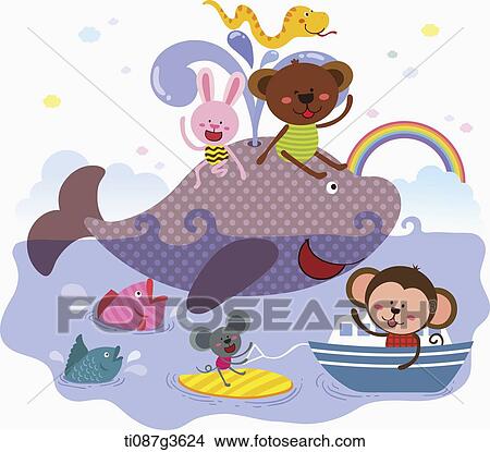illustration of animals under the sea View Large Illustration Stock Illustration - illustration of animals under the sea. Fotosearch