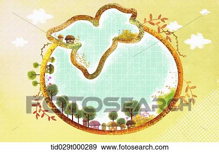 illustration of autumn inside a shape of a persimmon fruit View Large Illustration Stock Illustration - illustration of autumn inside a shape of a persimmon fruit. Fotosearch