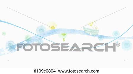 Stock Illustration - illustration of blue lines and a boat. Fotosearch