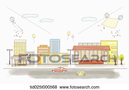 Stock Illustration - illustration of building in the city. Fotosearch
