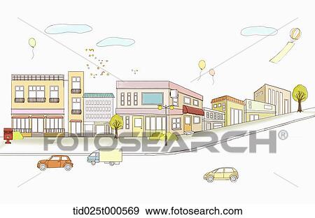 Stock Illustration - illustration of building in the city. Fotosearch
