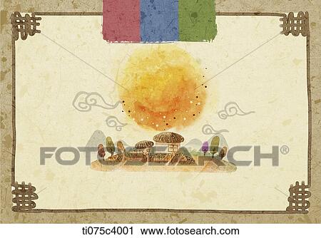 Clip Art - illustration of card design with concept of Chuseok. Fotosearch