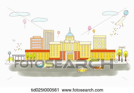 illustration of city hall View Large Illustration Clip Art - illustration of city hall. Fotosearch