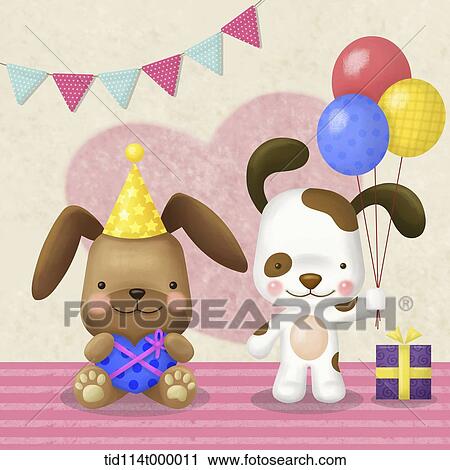 illustration of dogs in a party View Large Illustration Clip Art - illustration of dogs in a party. Fotosearch