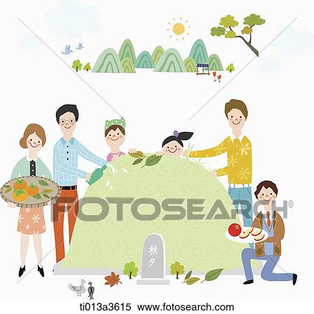 illustration of extended family in the grave View Large Illustration Stock Illustration - illustration of extended family in the grave. Fotosearch