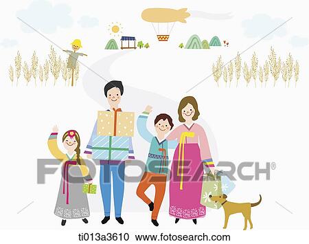 illustration of family in Chuseok View Large Illustration Clipart - illustration of family in Chuseok. Fotosearch