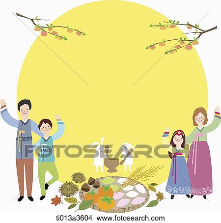 illustration of family with food in Chuseok View Large Illustration Stock Illustration - illustration of family with food in Chuseok. Fotosearch