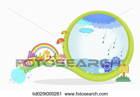 illustration of green city around green circle View Large Illustration Clip Art - illustration of green city around green circle. Fotosearch