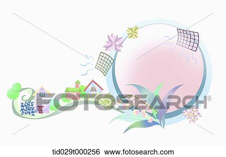 illustration of green city around circle View Large Illustration Stock Illustration - illustration of green city around circle . Fotosearch