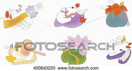illustration of icon set representing autumn View Large Illustration Clipart - illustration of icon set representing autumn. Fotosearch