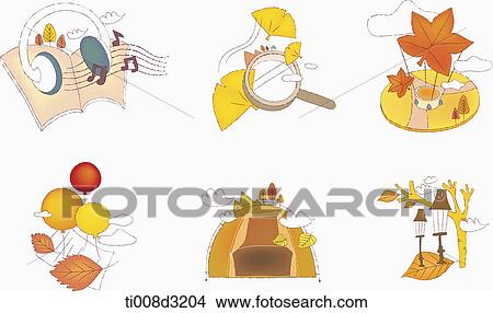 Stock Illustration - illustration of icon set representing autumn. Fotosearch