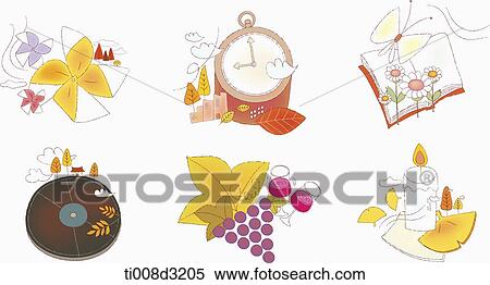 illustration of icon set representing autumn View Large Illustration Stock Illustration - illustration of icon set representing autumn. Fotosearch