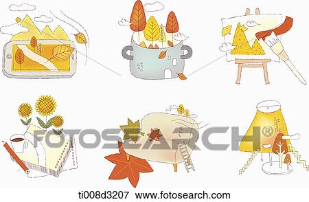 Stock Illustration - illustration of icon set representing autumn. Fotosearch