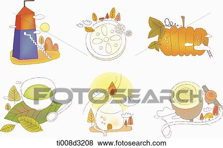 illustration of icon set representing autumn View Large Illustration Stock Illustration - illustration of icon set representing autumn. Fotosearch