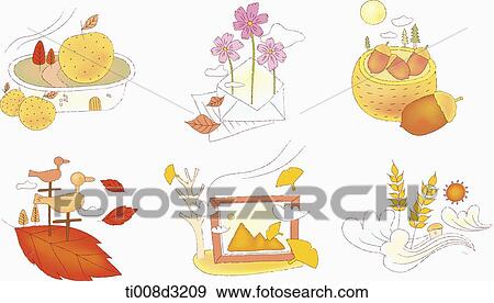 illustration of icon set representing autumn View Large Illustration Stock Illustration - illustration of icon set representing autumn. Fotosearch