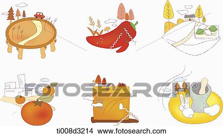 illustration of icon set representing autumn View Large Illustration Stock Illustration - illustration of icon set representing autumn. Fotosearch