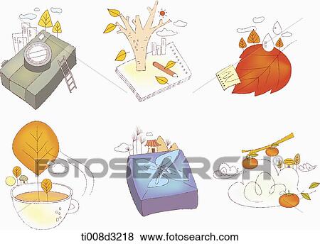 illustration of icon set representing autumn View Large Illustration Stock Illustration - illustration of icon set representing autumn. Fotosearch