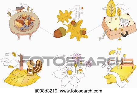 illustration of icon set representing autumn View Large Illustration Stock Illustration - illustration of icon set representing autumn. Fotosearch