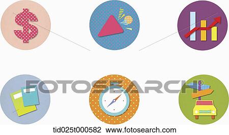 illustration of icons in colorful circles View Large Illustration Drawing - illustration of icons in colorful circles. Fotosearch
