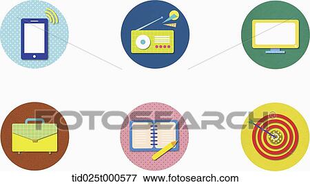 illustration of icons in colorful circles View Large Illustration Stock Illustration - illustration of icons in colorful circles. Fotosearch