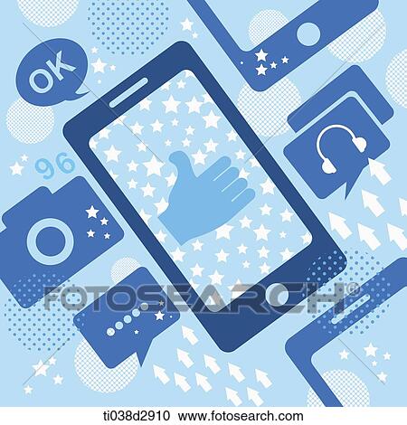 Clipart - illustration of icons related to mobile device. Fotosearch