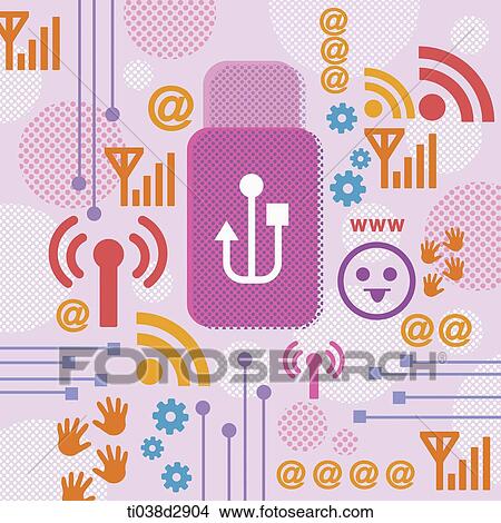 Stock Illustration - illustration of icons related to connection. Fotosearch