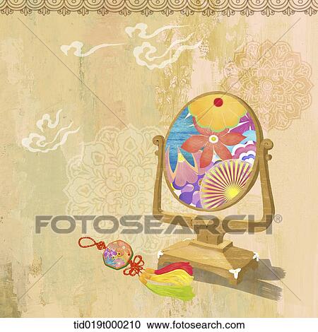 Clipart - illustration of Korean Chuseok featuring mirror. Fotosearch