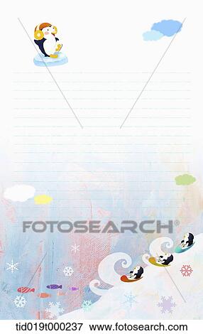 illustration of letter template in the Antarctic with penguins View Large Illustration Stock Illustration - illustration of letter template in the Antarctic with penguins . Fotosearch