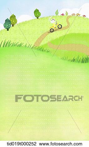 illustration of letter template with a nature scene as background View Large Illustration Drawing - illustration of letter template with a nature scene as background. Fotosearch