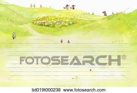 illustration of letter template with a nature scene as background View Large Illustration Stock Illustration - illustration of letter template with a nature scene as background. Fotosearch