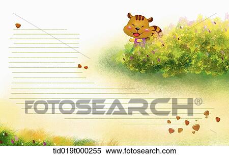 illustration of letter template with a dog behind bush View Large Illustration Stock Illustration - illustration of letter template with a dog behind bush. Fotosearch