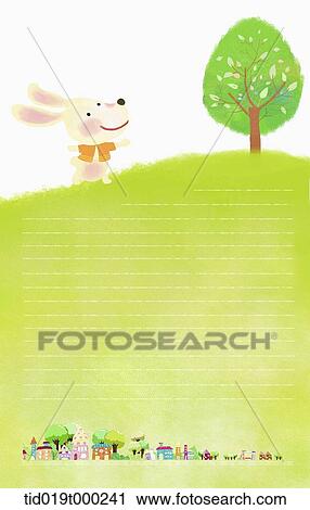 illustration of letter template with rabbit on the hill View Large Illustration Clip Art - illustration of letter template with rabbit on the hill. Fotosearch
