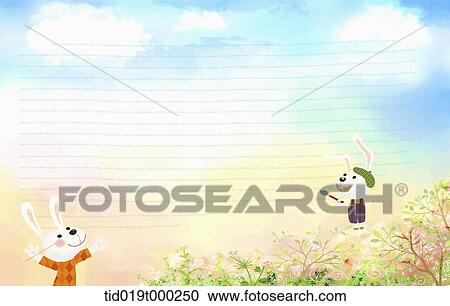 illustration of letter template with rabbits View Large Illustration Clipart - illustration of letter template with rabbits. Fotosearch