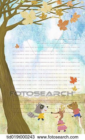 illustration of letter template with autumn background View Large Illustration Drawing - illustration of letter template with autumn background. Fotosearch