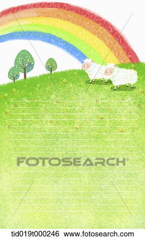 illustration of letter template with sheep in the background View Large Illustration Stock Illustration - illustration of letter template with sheep in the background. Fotosearch