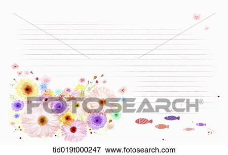 Stock Illustration - illustration of letter template with colorful flowers. Fotosearch