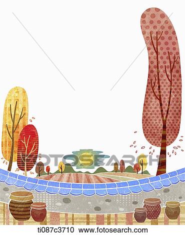 illustration of memo template featuring autumn trees View Large Illustration Clipart - illustration of memo template featuring autumn trees. Fotosearch