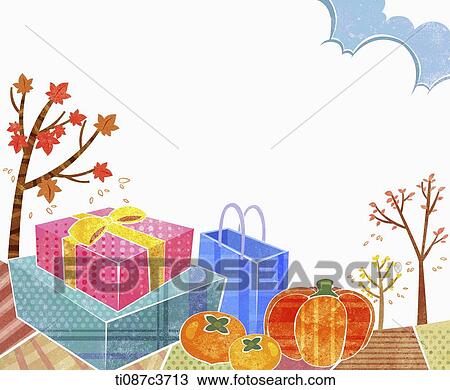 illustration of memo template featuring gift boxes View Large Illustration Drawing - illustration of memo template featuring gift boxes. Fotosearch