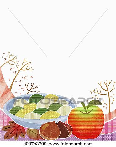 Stock Illustration - illustration of memo template featuring rice cake. Fotosearch