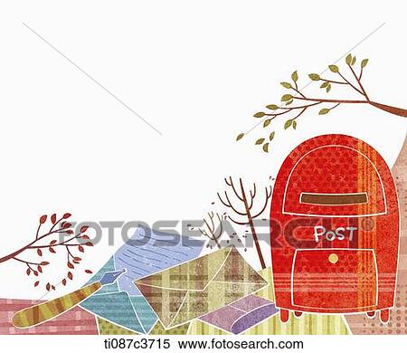 illustration of memo template featuring post box View Large Illustration Stock Illustration - illustration of memo template featuring post box. Fotosearch