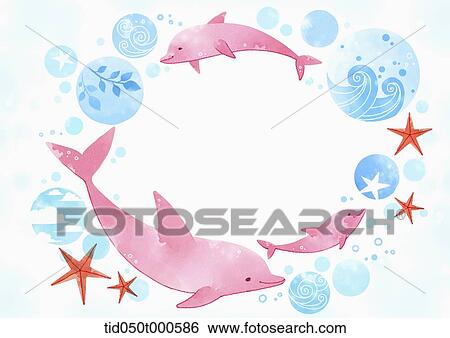 Stock Illustration - illustration of memo template featuring dolphins. Fotosearch
