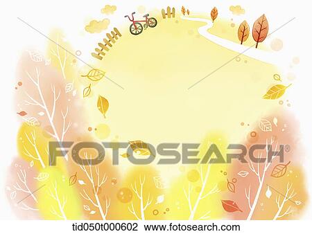illustration of memo template with autumn image View Large Illustration Drawing - illustration of memo template with autumn image. Fotosearch