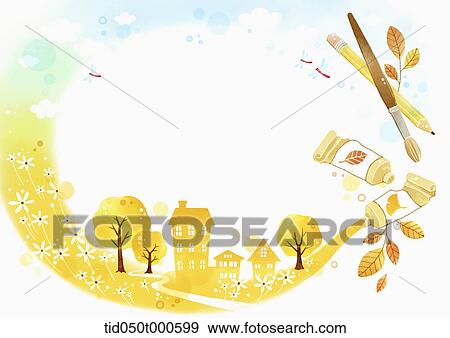 Stock Illustration - illustration of memo template with autumn image. Fotosearch