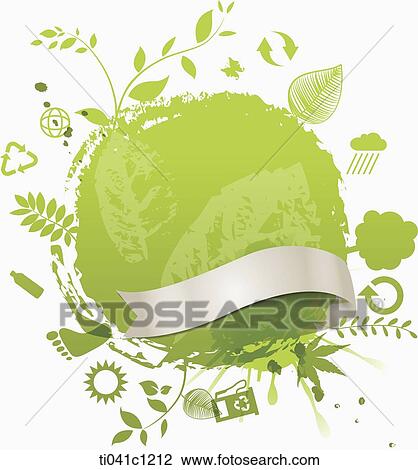 Drawing - illustration of message template with green energy. Fotosearch