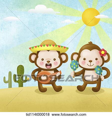 illustration of monkeys in desert View Large Illustration Stock Illustration - illustration of monkeys in desert. Fotosearch