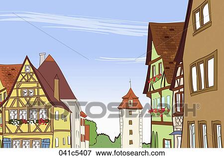 illustration of nice buildings in Europe View Large Illustration Stock Illustration - illustration of nice buildings in Europe. Fotosearch