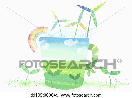 illustration of renewable energy featuring cup View Large Illustration Stock Illustration - illustration of renewable energy featuring cup. Fotosearch
