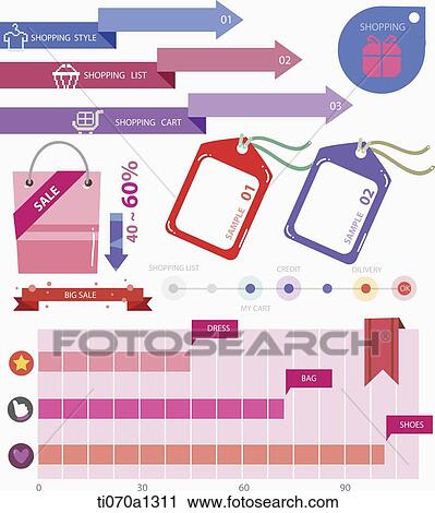 illustration of shopping info graphic View Large Illustration Clip Art - illustration of shopping info graphic. Fotosearch