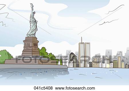 Stock Illustration - illustration of statue of liberty in New York. Fotosearch