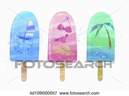 illustration of summer theme featuring popsicle View Large Illustration Stock Illustration - illustration of summer theme featuring popsicle. Fotosearch